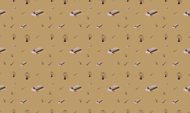 Farklı aksesuarlara sahip renkli arkaplan