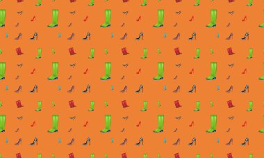 Farklı aksesuarlara sahip renkli arkaplan