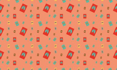 Farklı aksesuarlara sahip renkli arkaplan