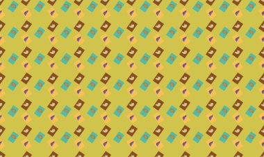 Farklı aksesuarlara sahip renkli arkaplan