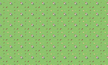 Farklı aksesuarlara sahip renkli arkaplan