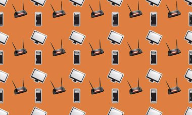 Farklı aksesuarlara sahip renkli arkaplan