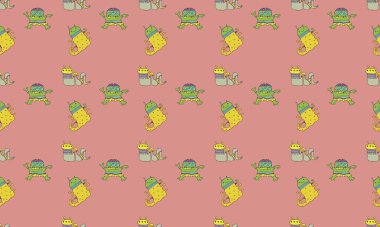 Farklı aksesuarlara sahip renkli arkaplan