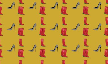 Farklı aksesuarlara sahip renkli arkaplan