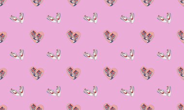 Farklı aksesuarlara sahip renkli arkaplan