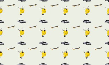 Farklı aksesuarlara sahip renkli arkaplan