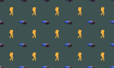 Farklı aksesuarlara sahip renkli arkaplan