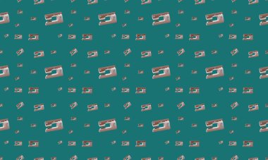 Farklı aksesuarlara sahip renkli arkaplan