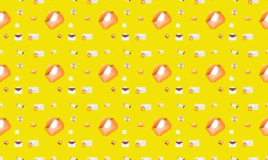 Farklı aksesuarlara sahip renkli arkaplan