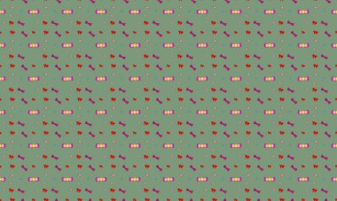 Farklı aksesuarlara sahip renkli arkaplan