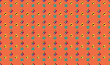 Farklı aksesuarlara sahip renkli arkaplan