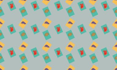 Farklı aksesuarlara sahip renkli arkaplan