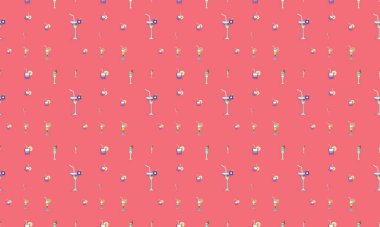 Farklı aksesuarlara sahip renkli arkaplan