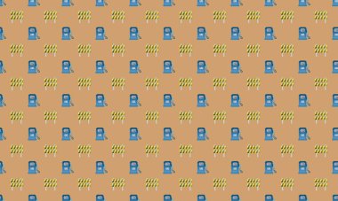 Farklı aksesuarlara sahip renkli arkaplan