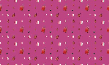 Farklı aksesuarlara sahip renkli arkaplan