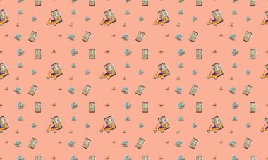 Farklı aksesuarlara sahip renkli arkaplan