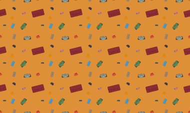 Farklı aksesuarlara sahip renkli arkaplan