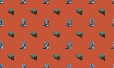 Farklı aksesuarlara sahip renkli arkaplan