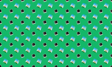 Farklı aksesuarlara sahip renkli arkaplan