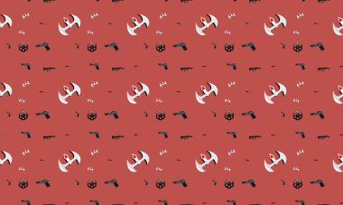 Farklı aksesuarlara sahip renkli arkaplan