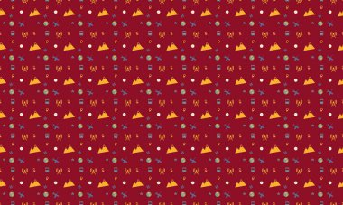 Farklı aksesuarlara sahip renkli arkaplan