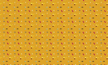 Farklı aksesuarlara sahip renkli arkaplan