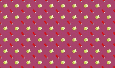 Farklı aksesuarlara sahip renkli arkaplan