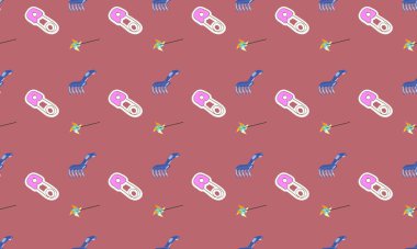 Farklı aksesuarlara sahip renkli arkaplan