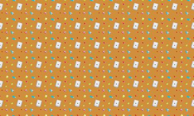 Farklı aksesuarlara sahip renkli arkaplan