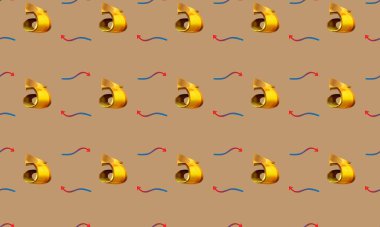 Farklı aksesuarlara sahip renkli arkaplan