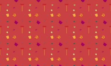 Farklı aksesuarlara sahip renkli arkaplan