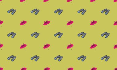 Farklı aksesuarlara sahip renkli arkaplan