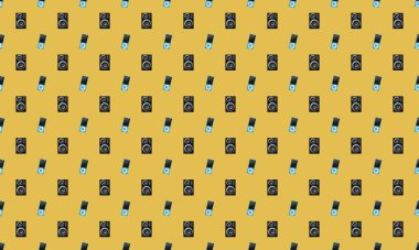 Farklı aksesuarlara sahip renkli arkaplan