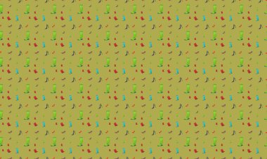 Farklı aksesuarlara sahip renkli arkaplan