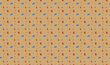 Farklı aksesuarlara sahip renkli arkaplan