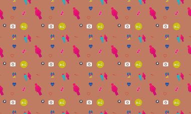 Farklı aksesuarlara sahip renkli arkaplan