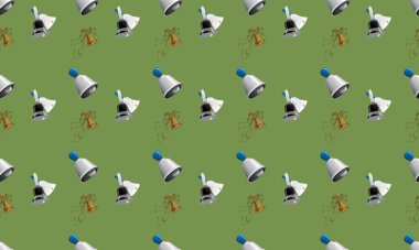 Farklı aksesuarlara sahip renkli arkaplan