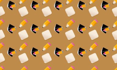 Farklı aksesuarlara sahip renkli arkaplan