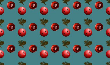 Farklı aksesuarlara sahip renkli arkaplan