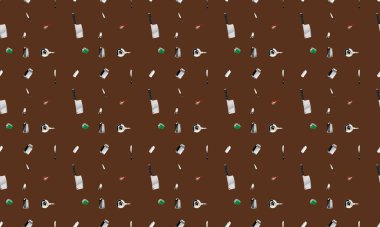 Farklı aksesuarlara sahip renkli arkaplan