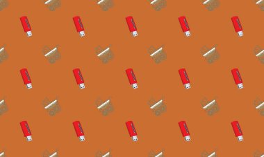 Farklı aksesuarlara sahip renkli arkaplan