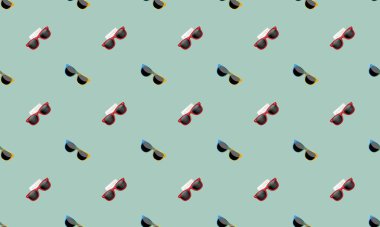 Farklı aksesuarlara sahip renkli arkaplan