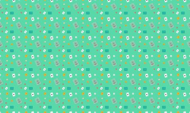 Farklı aksesuarlara sahip renkli arkaplan