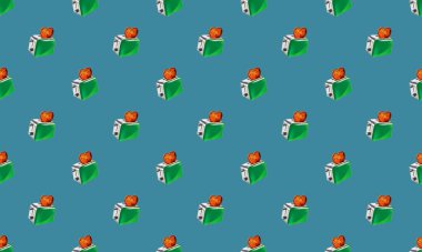 Farklı aksesuarlara sahip renkli arkaplan