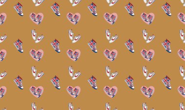 Farklı aksesuarlara sahip renkli arkaplan