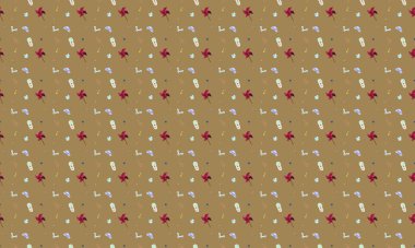 Farklı aksesuarlara sahip renkli arkaplan