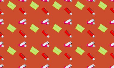 Farklı aksesuarlara sahip renkli arkaplan