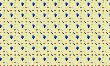 Farklı aksesuarlara sahip renkli arkaplan