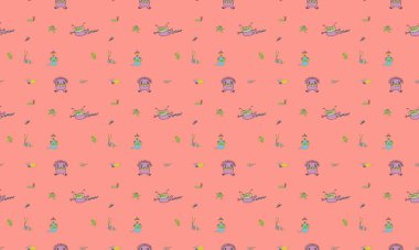 Farklı aksesuarlara sahip renkli arkaplan