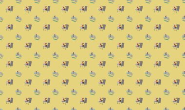 Farklı aksesuarlara sahip renkli arkaplan